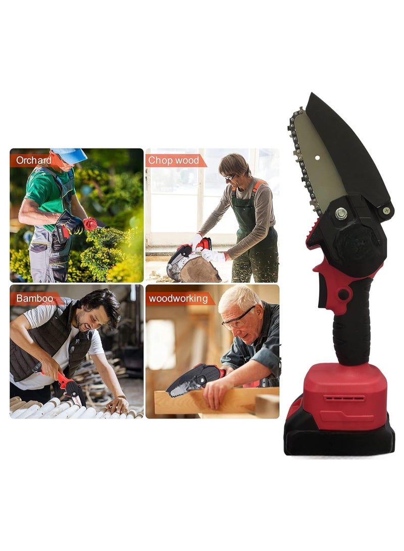Mini Chainsaw Cordless, Garden Power Tools 24V Battery Power Pruning Cutting Chain Saw, 4 Inch,  Batteries , Chains, 1 Charger, Lightweight Portable Electric Saw Hand Trim Garden, Trees, Bushes, Wood