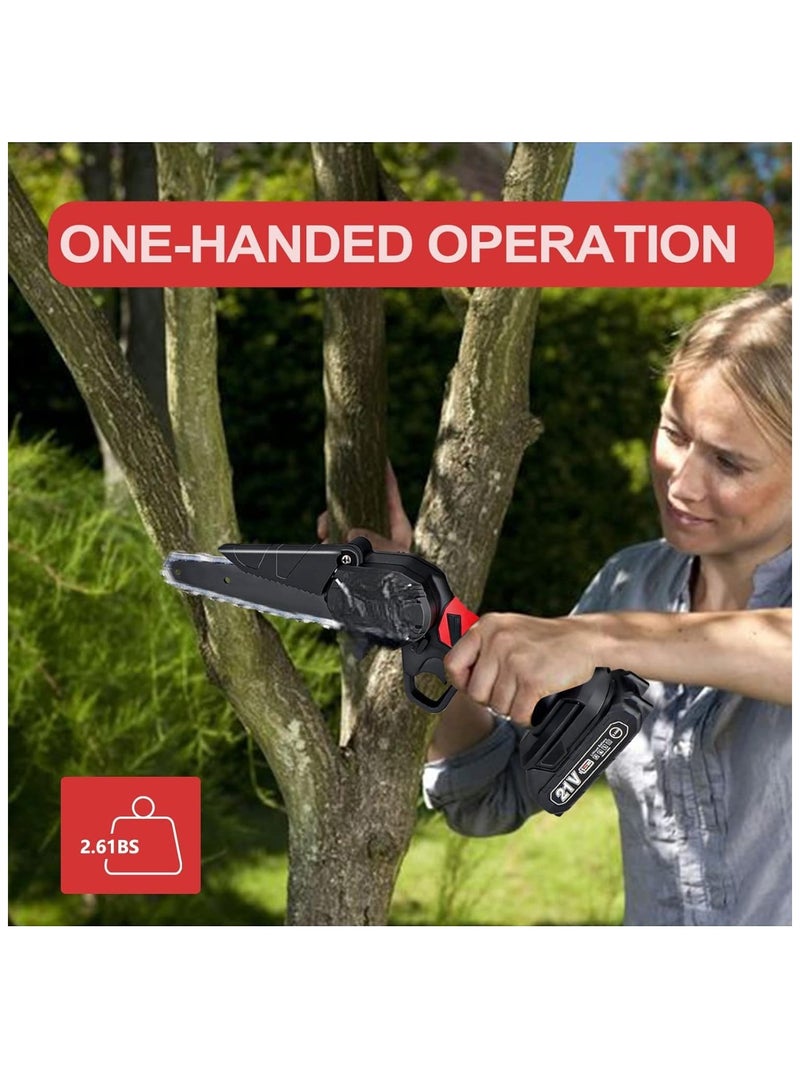 Mini Chainsaw Cordless, Garden Power Tools 24V Battery Power Pruning Cutting Chain Saw, 4 Inch,  Batteries , Chains, 1 Charger, Lightweight Portable Electric Saw Hand Trim Garden, Trees, Bushes, Wood