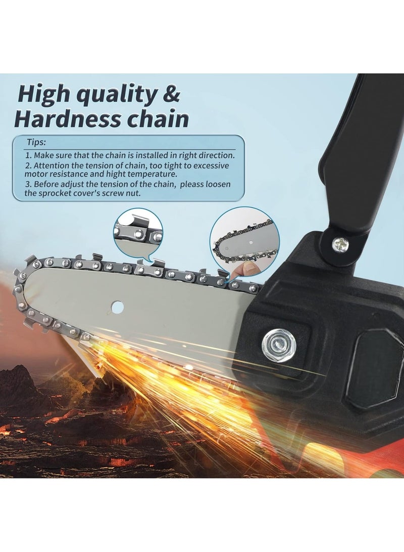 Mini Chainsaw Cordless, Garden Power Tools 24V Battery Power Pruning Cutting Chain Saw, 4 Inch,  Batteries , Chains, 1 Charger, Lightweight Portable Electric Saw Hand Trim Garden, Trees, Bushes, Wood
