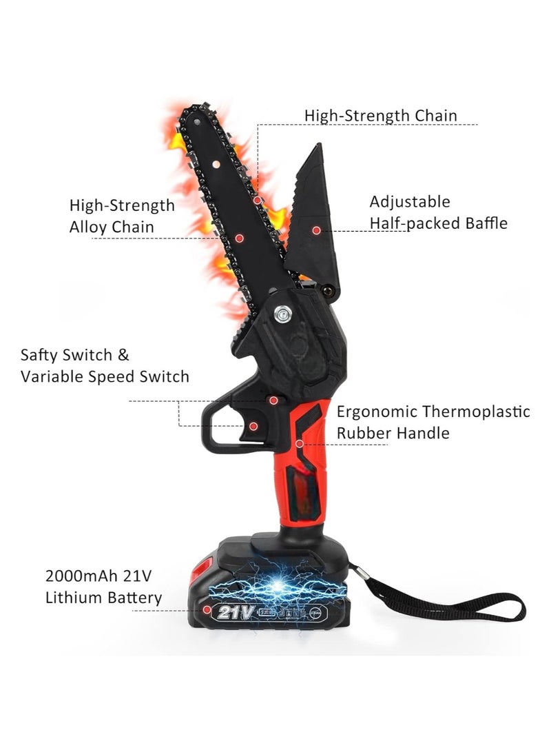 Mini Chainsaw Cordless, Garden Power Tools 24V Battery Power Pruning Cutting Chain Saw, 4 Inch,  Batteries , Chains, 1 Charger, Lightweight Portable Electric Saw Hand Trim Garden, Trees, Bushes, Wood
