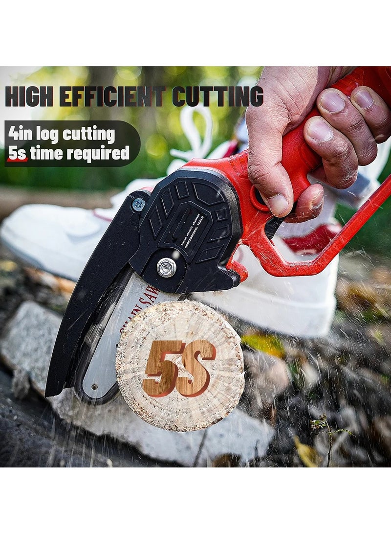 Portable Cordless Chainsaw 4inch 550W Handheld Battery Powered Electric Chainsaw Tree Branch Wood Pruning Cutting Tools