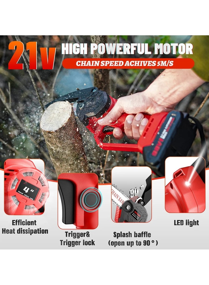 Portable Cordless Chainsaw 4inch 550W Handheld Battery Powered Electric Chainsaw Tree Branch Wood Pruning Cutting Tools