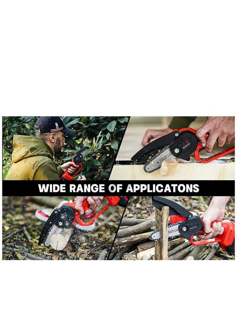 Portable Cordless Chainsaw 4inch 550W Handheld Battery Powered Electric Chainsaw Tree Branch Wood Pruning Cutting Tools