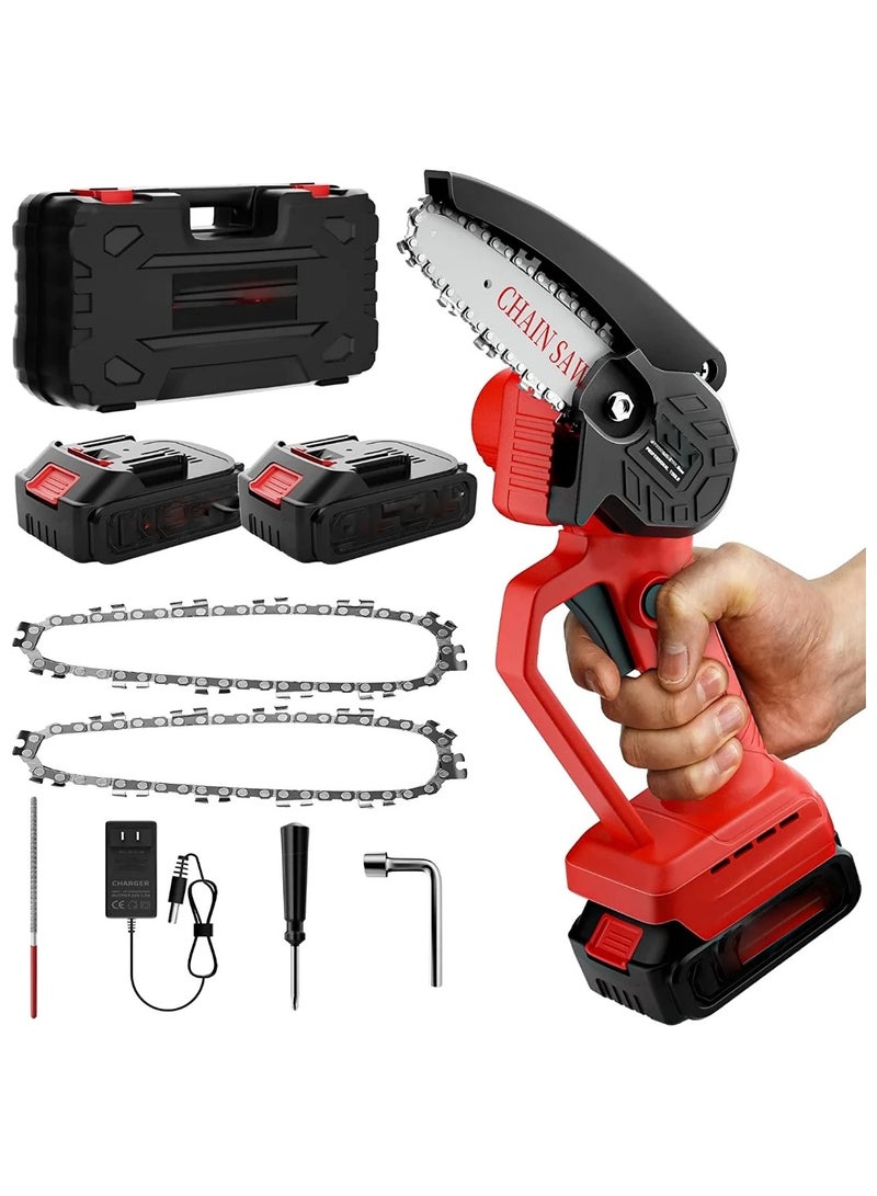 Portable Cordless Chainsaw 4inch 550W Handheld Battery Powered Electric Chainsaw Tree Branch Wood Pruning Cutting Tools