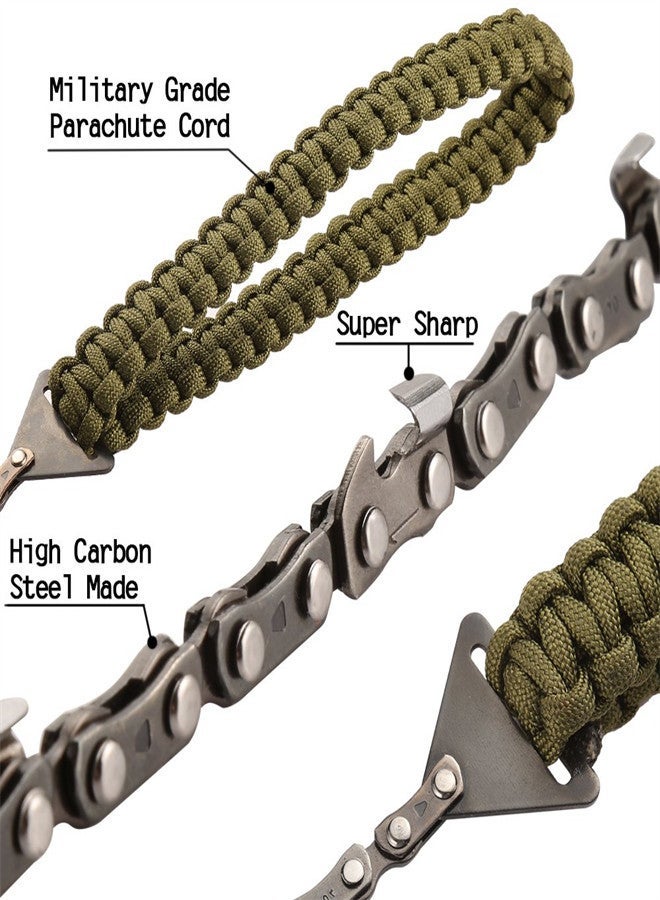 Pocket Chainsaw With Handles, Field Survival Folding Hand Saw Chain Portable with Bag, Foldin Bi-Directional Cutting Teeth Camping Saw Wood Saw Hunting Saws, Emergency Survival Gear