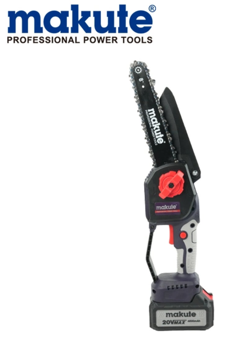 Cordless Electric Chain Saw 8-Inch, 20V 1150W, Battery Operated, with Soft Grip Handle, Automatic Fuel Injection, High-Efficiency Heat Dissipation – CEC111-8-BL