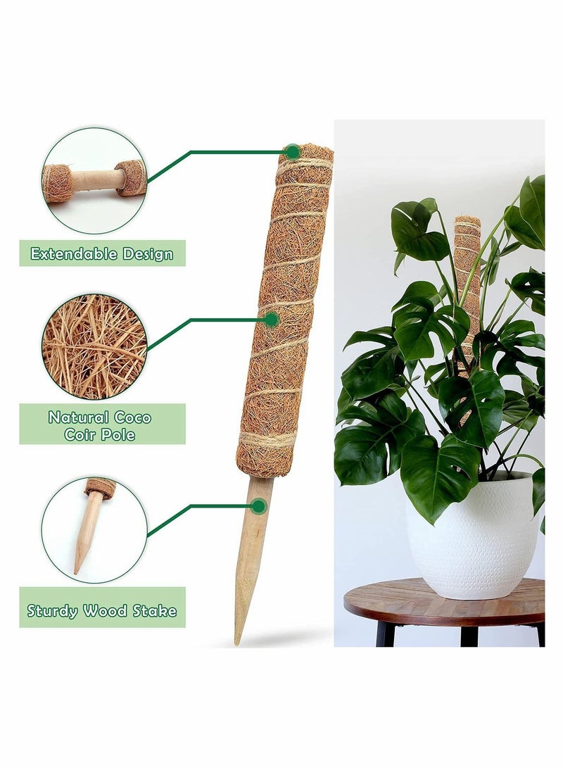 Moss Pole - 26 Inch for Plants Monstera, 2 Pack 15.4 Inches Coco Plant