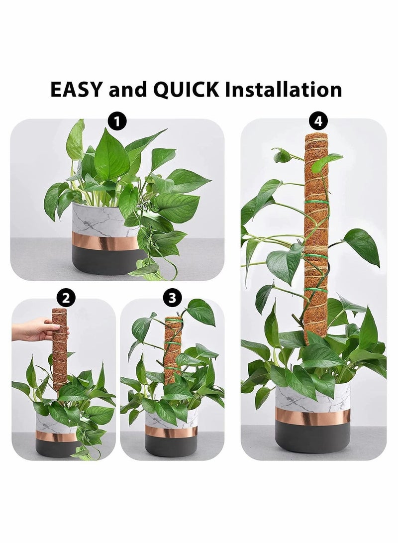 Moss Pole - 26 Inch for Plants Monstera, 2 Pack 15.4 Inches Coco Plant