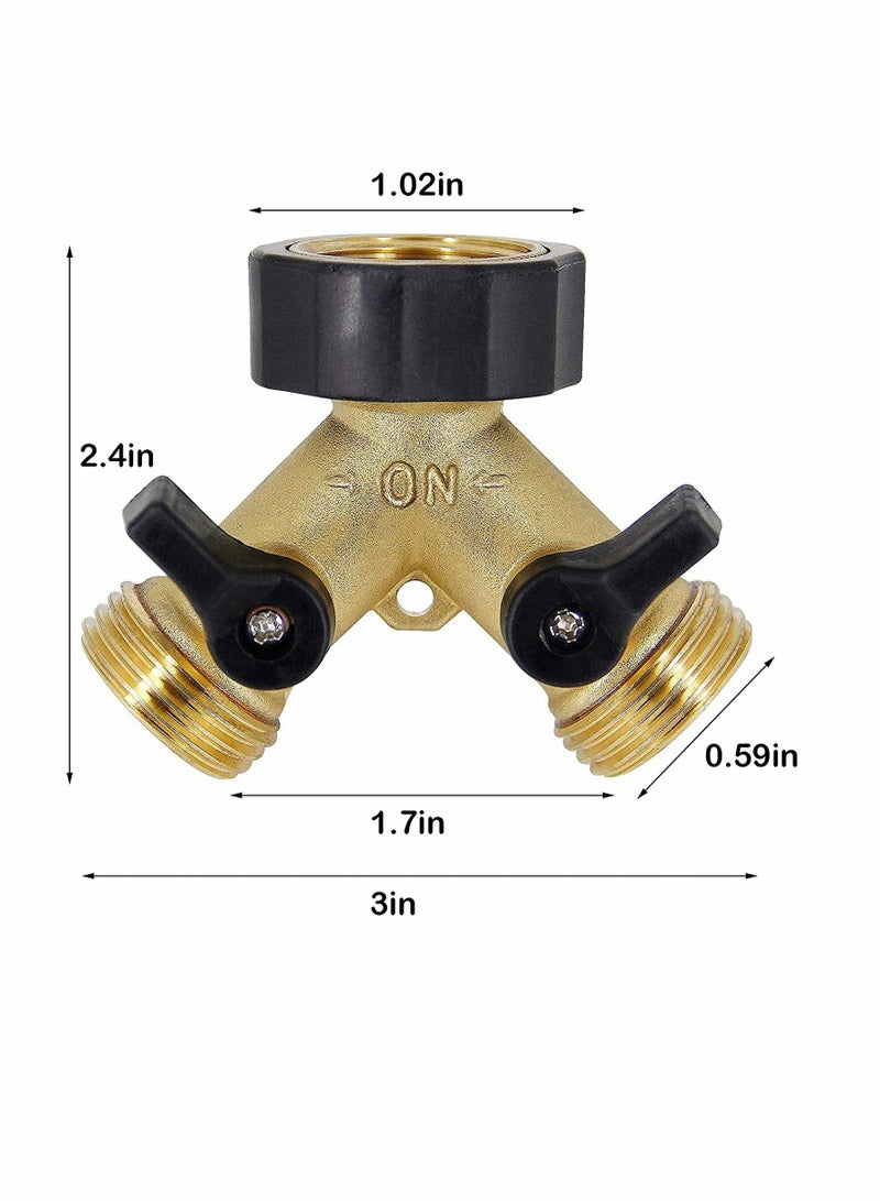 Hose Splitter 2Way Garden Heavy Duty Solid Brass Y Faucet 3/4