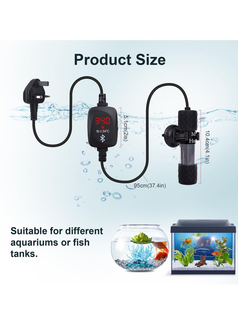 50W Mini Aquarium Heater with External Temperature Controller, LED Display, Over Temperature Protection, Automatic Powe Off Feature, Suitable for Saltwater and Freshwater Tanks