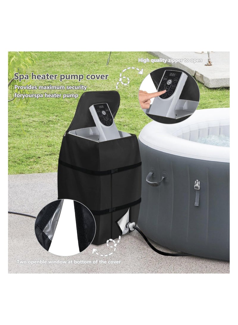 Hot Tub Spa Heater Pump Cover, Waterproof Hot Tub Insulated Pump Cover with Zipper Opening, for Most Inflatable Hot Tub Spa Heater Pump on Market, for Multiple Brands (Black,Square)