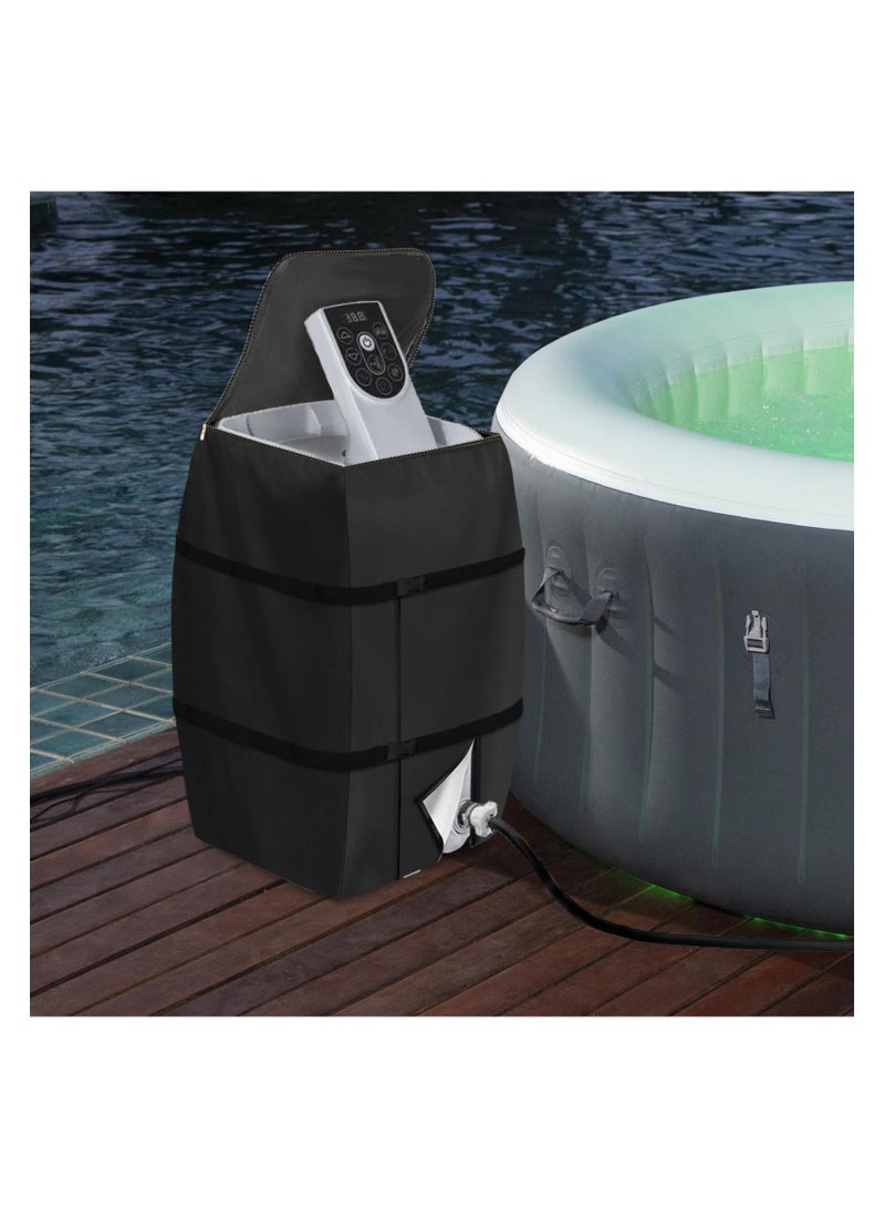 Hot Tub Spa Heater Pump Cover, Waterproof Hot Tub Insulated Pump Cover with Zipper Opening, for Most Inflatable Hot Tub Spa Heater Pump on Market, for Multiple Brands (Black,Square)