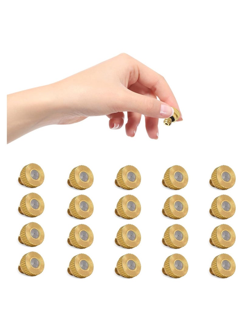 Mister Nozzles for Outside Patio Misting, Brass Nozzle for Misters Outdoor Cooling System, Mist Replacement Head Garden Hose Parts Accessories (0.4 MM 20Pcs)