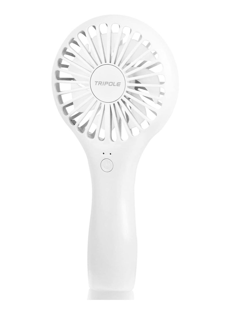 TriPole Handheld Mini Fan Battery Operated Small Personal Portable Fan Speed Adjustable USB Rechargeable Fan for Kids Girls Women Men Home Office Indoor Outdoor Travelling, White