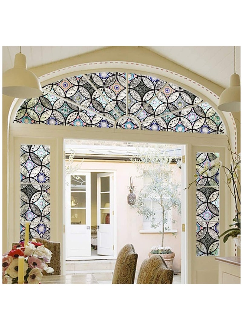 Non-Adhesive Static Cling Decorative Window Film - Stained Glass Privacy Film for Bathroom Shower Doors, UV Protection & Heat Control (45x200cm)