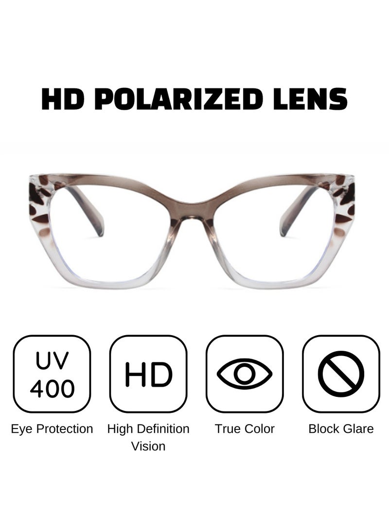 Blue Light Blocking Optical Eyeglasses - Stylish Butterfly Frames, Clear Lens, Polarized. Top-rated Bluelight Protection for Reading, Work, & Screen Time. Vintage-Inspired, Lightweight Design.