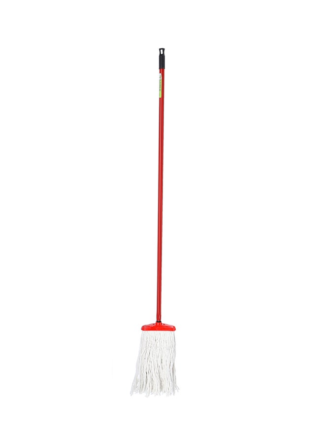 Royal Bright Professional Mop Medium Handle 120 Cm Premium Quality Material Made In Turkey Multicolor Red Stick And White Cotton 2kg