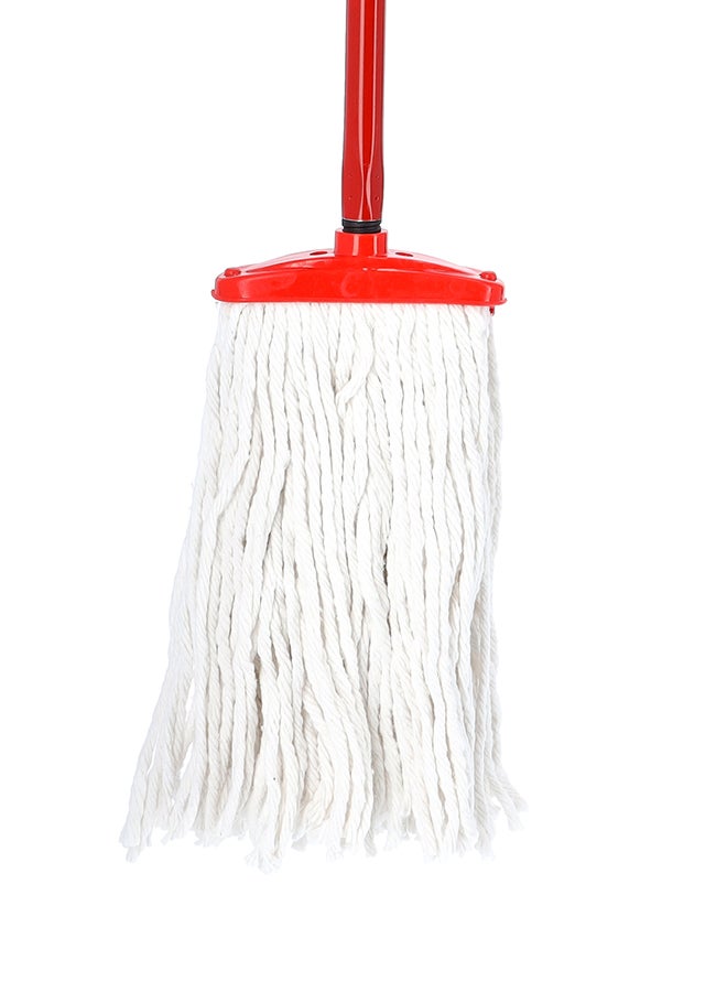 Royal Bright Professional Mop Medium Handle 120 Cm Premium Quality Material Made In Turkey Multicolor Red Stick And White Cotton 2kg