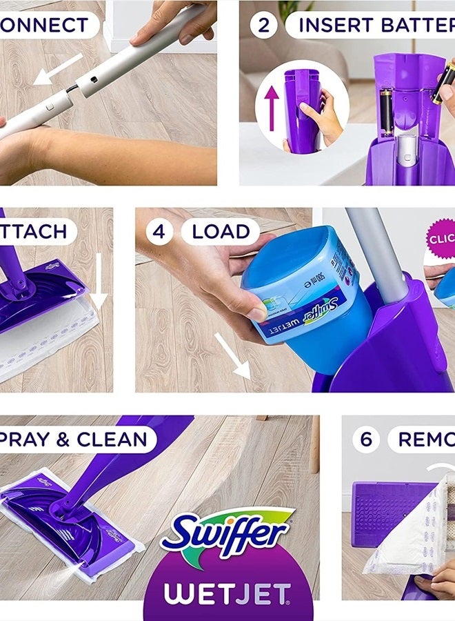WetJet Mops for Floor Cleaning, Hardwood Floor Cleaner, Mopping Refill Bundle, Includes: 20 Pads, 1 Cleaning Solution