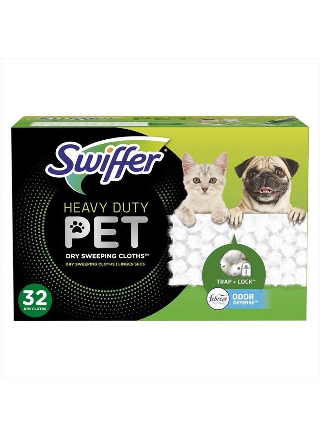 Sweeper Pet, Heavy Duty Dry Sweeping Cloth Refills with Febreze Odor Defense, 32 Count, Liquid