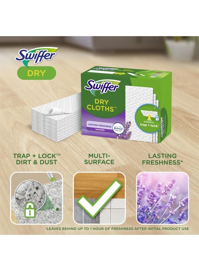 Sweeper Dry Sweeping Pad, Multi Surface Refills for Dusters Floor Mop with Febreze Lavender Scent, 52 Count