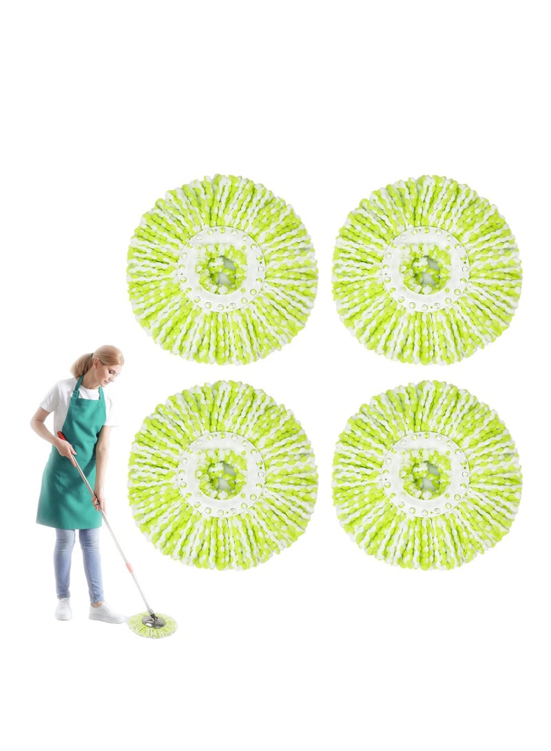 4 Pack Spin Mop Replacement Head for Hurrica, Mopnad, Cassabel and Other 360 Spin Mop Systems, Microfiber Spin Mop Refills ，Easy Cleaning Round Shape Standard Size Green