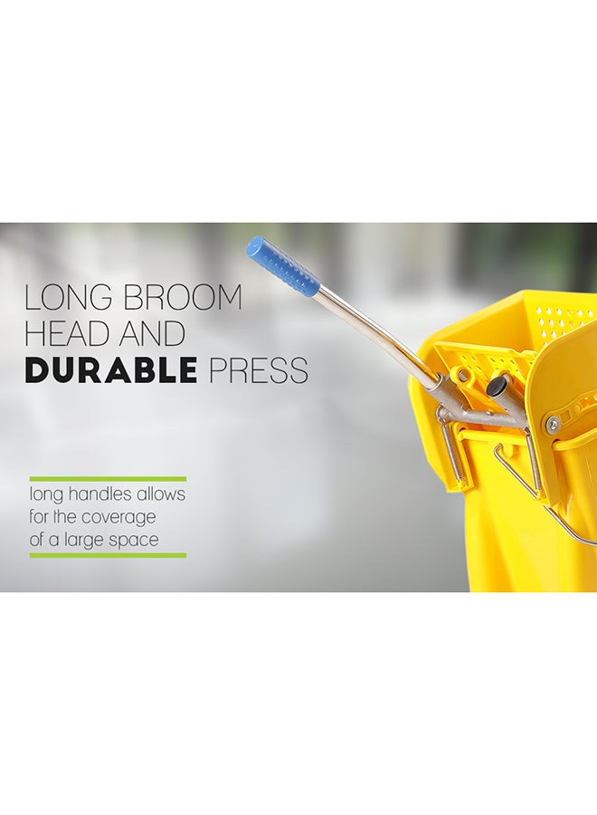 Royalbright Professional Mop Wringer Trolley 24L 360掳 Rotating Wheels46.5X27.528.5Cm Pp Body With Ss Handle Multicolor Yellow 24Liters