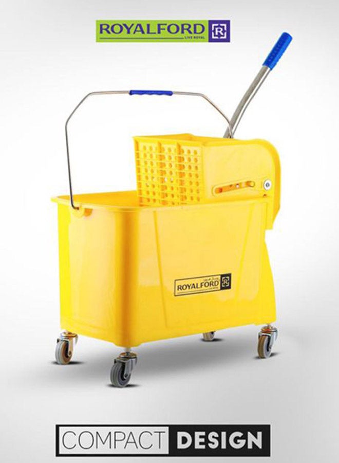 Royalbright Professional Mop Wringer Trolley 24L 360掳 Rotating Wheels46.5X27.528.5Cm Pp Body With Ss Handle Multicolor Yellow 24Liters