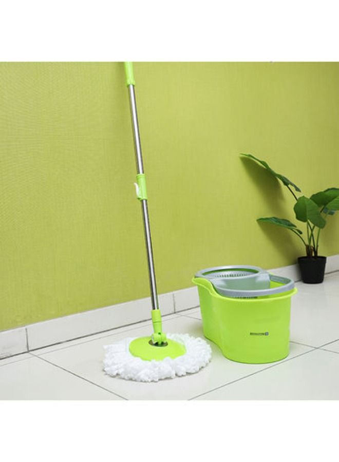 2-Piece 360 Degree Spin Mop With Bucket Set Green/Grey/Silver