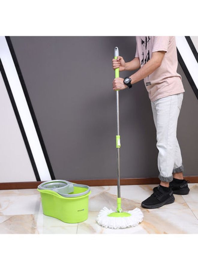 2-Piece 360 Degree Spin Mop With Bucket Set Green/Grey/Silver