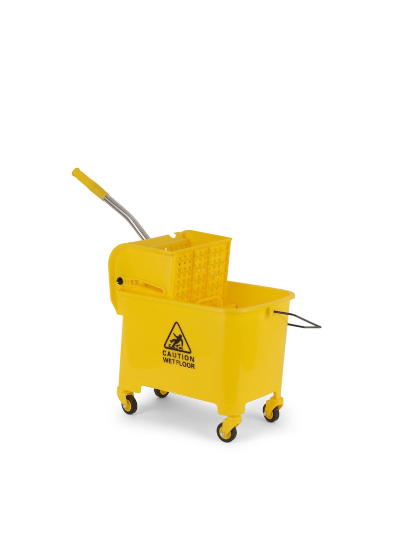 Royalford RoyalBright 20L Mop Wringer Trolley RF12484 hands Free 360° Rotating wheels with Stainless Steel Handle Rugged Plastic Heavy Duty Yellow