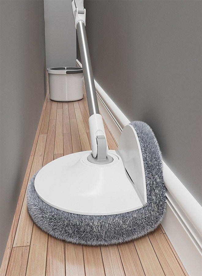 360 Degree Swivel Mop and Bucket Set Flat Design Automatically Separates Clean and Dirty Water with 6-Piece Microfiber and Retractable Handle Ideal for Cleaning a Variety of Floors