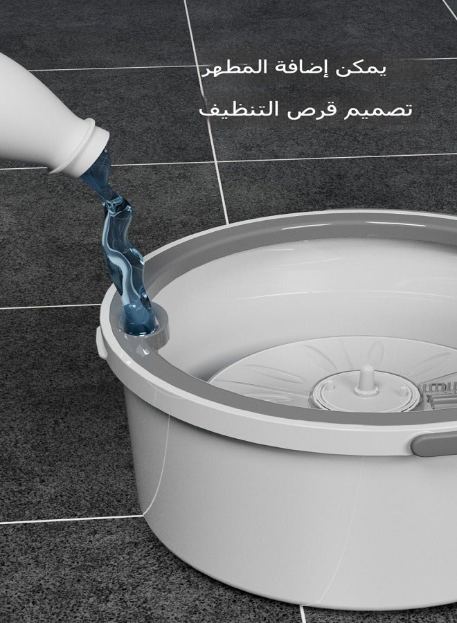 360 Degree Swivel Mop and Bucket Set Flat Design Automatically Separates Clean and Dirty Water with 6-Piece Microfiber and Retractable Handle Ideal for Cleaning a Variety of Floors