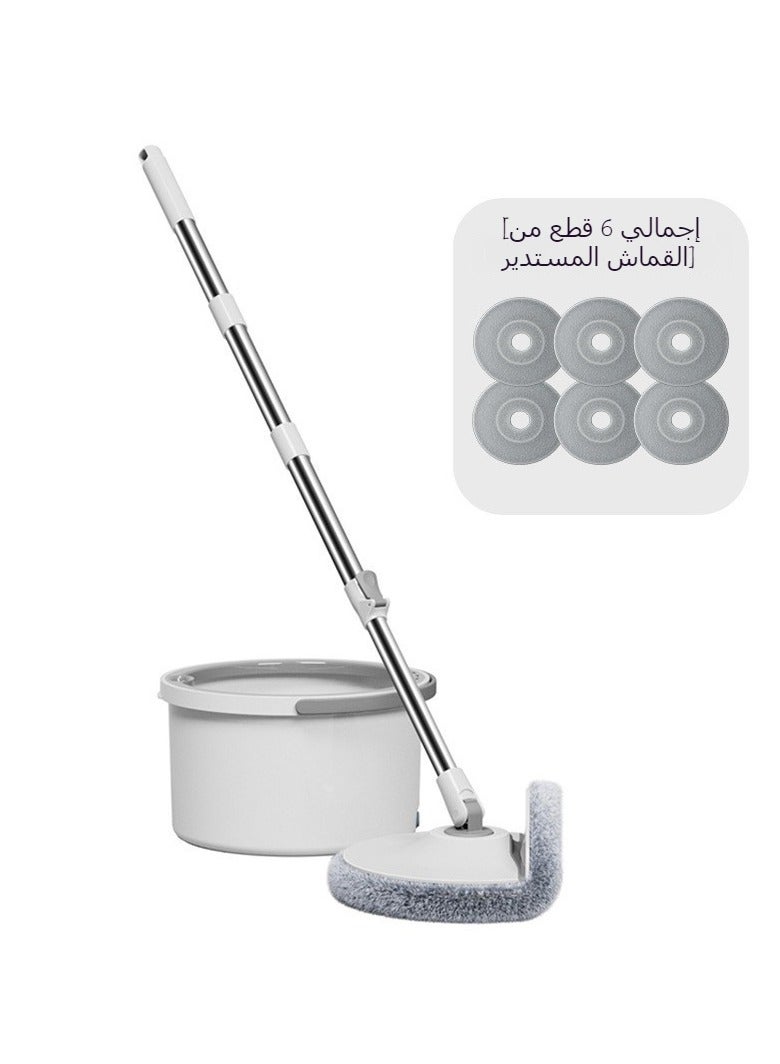 360 Degree Swivel Mop and Bucket Set Flat Design Automatically Separates Clean and Dirty Water with 6-Piece Microfiber and Retractable Handle Ideal for Cleaning a Variety of Floors