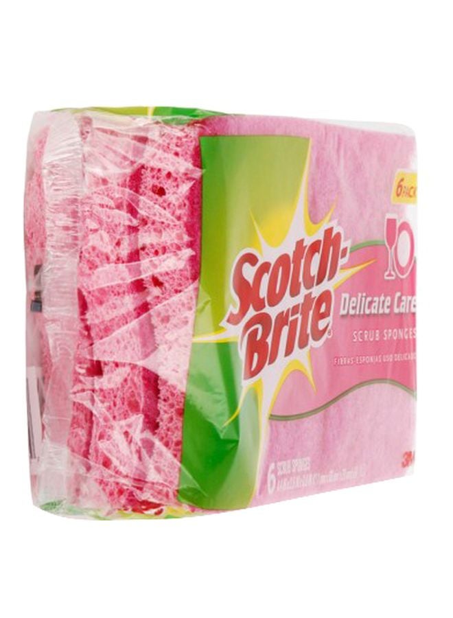 6-Piece Delicate Care Scrub Sponges Pink