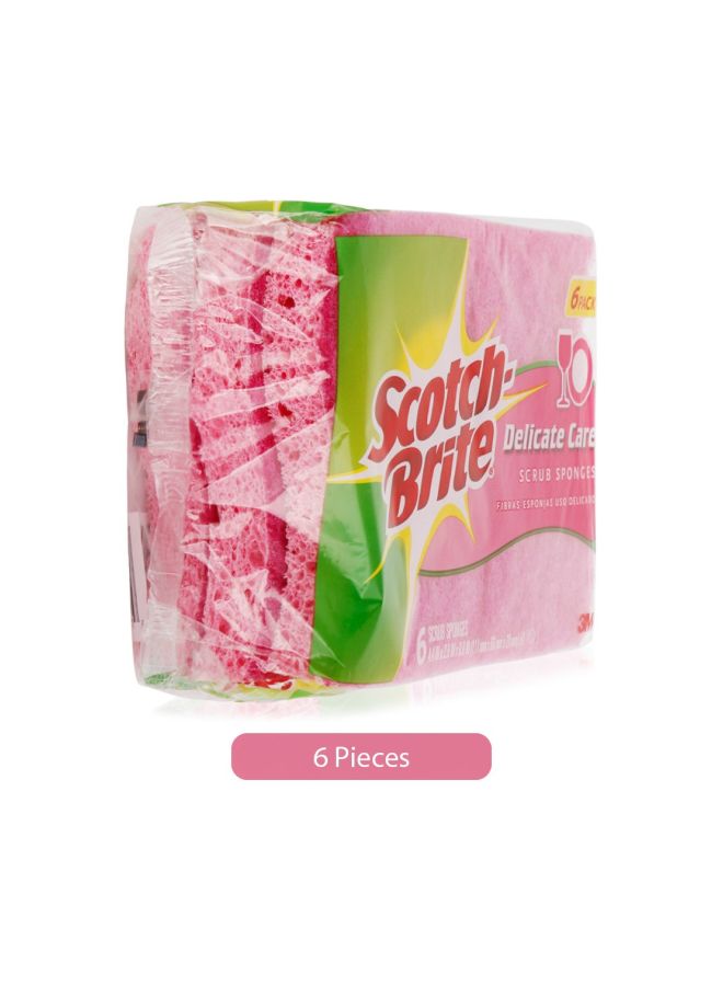 6-Piece Delicate Care Scrub Sponges Pink