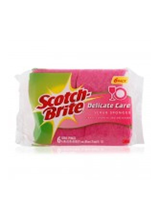 6-Piece Delicate Care Scrub Sponges Pink