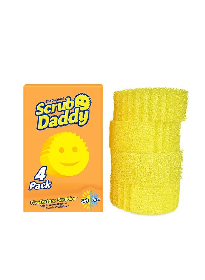 All Purpose Cleaning Sponge - Scratch Free Scrubber for Dishes and Home, Odor Resistant, Soft in Warm Water, Firm in Cold, Deep Cleaning Kitchen and Bathroom, Multi-use, Dishwasher Safe, Set Of 4.