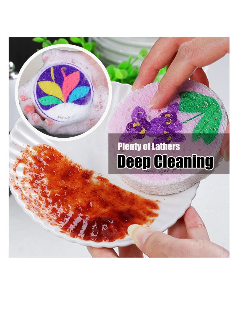 Compressed Wood Pulp Dish Sponge, 12 Pcs Reusable Dish Sponge, 100% Biodegradable Natural Scrubber Sponge, Good for Kitchen、 Bathroom and Cars