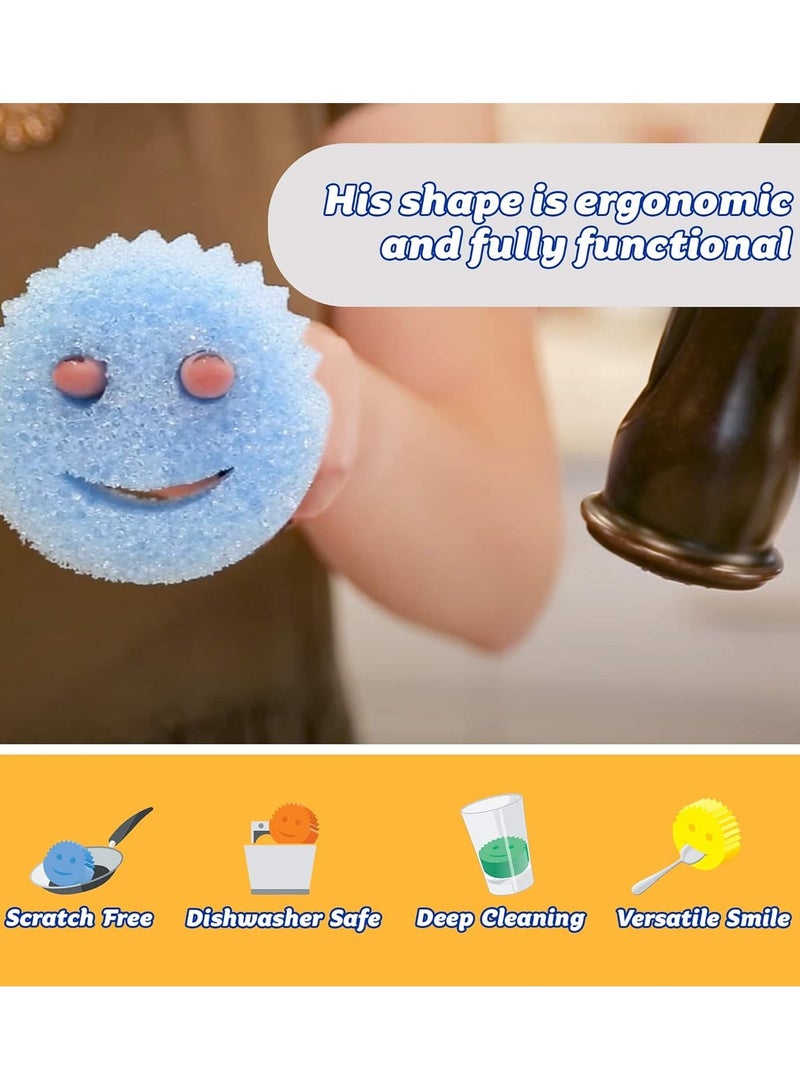 Scrub Daddy Sponge Set Scratch Free Sponges for Dishes and Home, Odor Resistant, Soft in Warm Water, Firm in Cold, Deep Cleaning, Dishwasher Safe, Multi-use, Functional, Ergonomic, 3ct