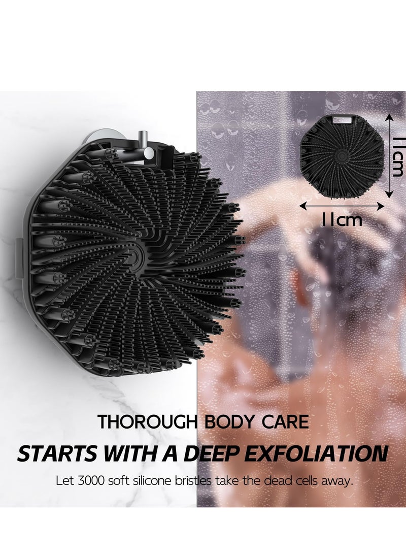 Antimicrobial Silicone Body Scrubber for Sensitive Skin, Eco-Friendly, Lathers Well, and Charcoal-Infused for a Deep Clean,Get Softer, Healthier Skin (Black)