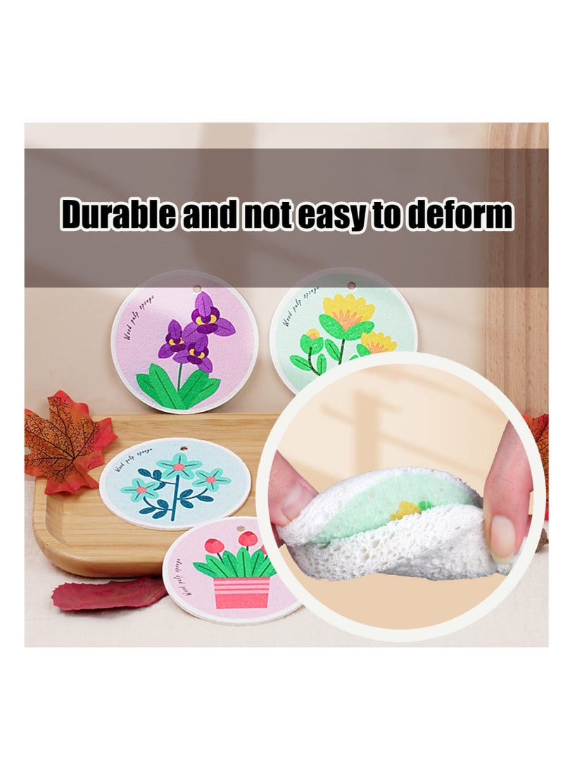 Compressed Wood Pulp Dish Sponge, 12 Pcs Reusable Dish Sponge, 100% Biodegradable Natural Scrubber Sponge, Good for Kitchen、 Bathroom and Cars