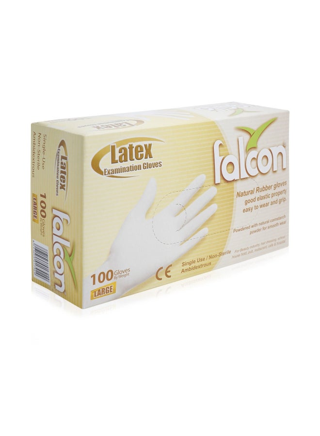 100-Piece Latex Examination Gloves Set White L