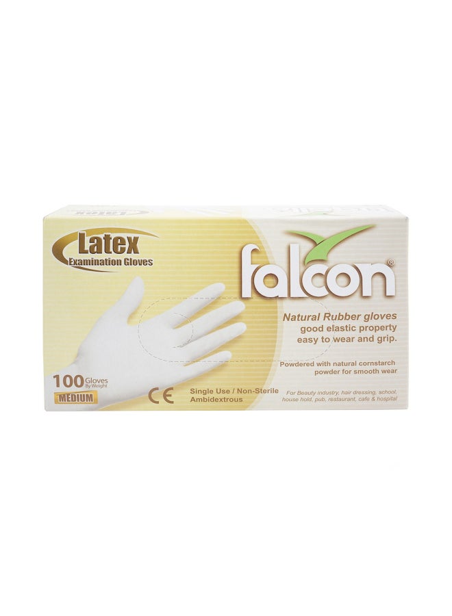 100-Pieces Powdered Latex Disposable Examination Gloves White Medium