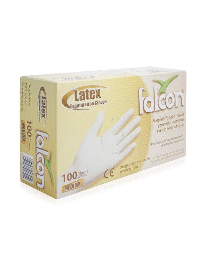 100-Pieces Powdered Latex Disposable Examination Gloves White Medium