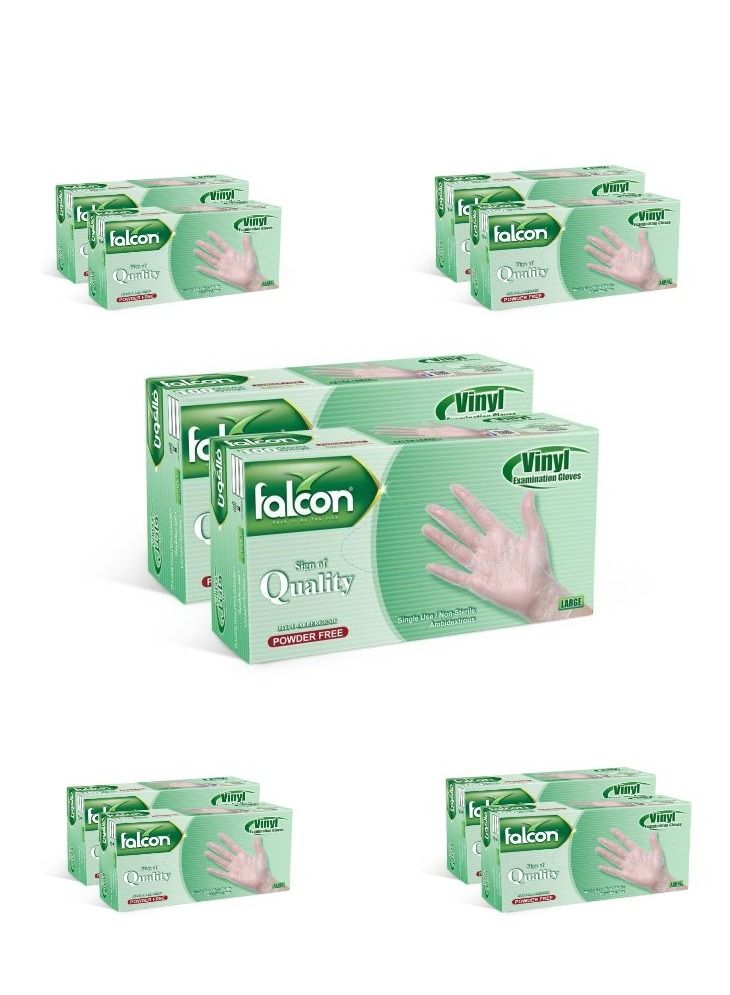 Falcon Vinyl Gloves - Powder Free (10 Packs x 100 Pieces)