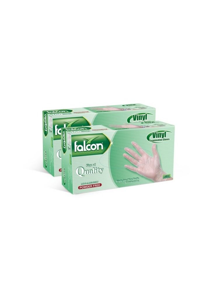 Falcon Vinyl Gloves - Powder Free (10 Packs x 100 Pieces)