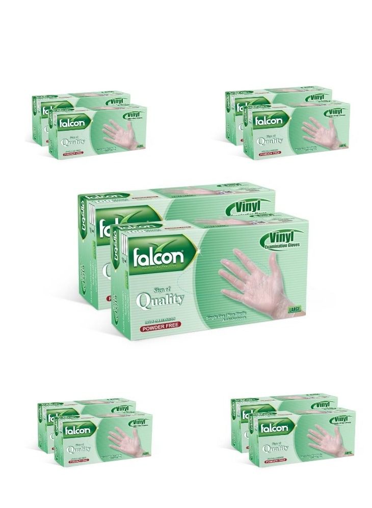 Falcon Vinyl Gloves - Powder Free (10 Packs x 100 Pieces)