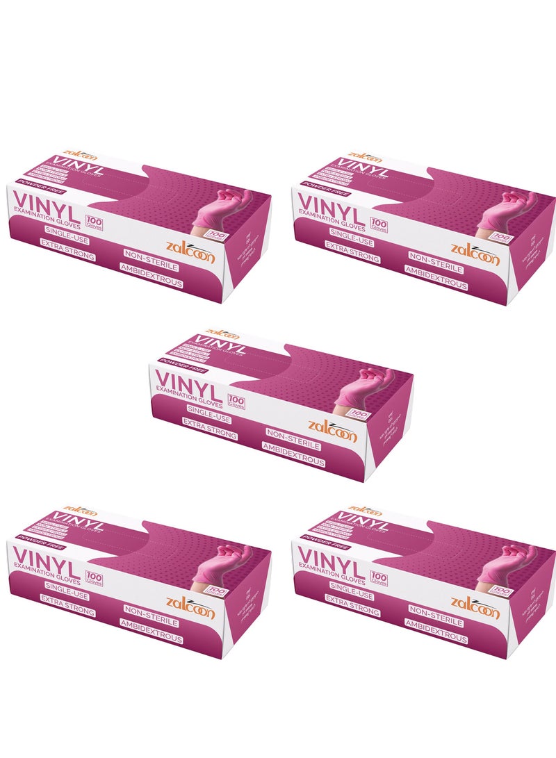 Pink Synthetic Nitrile Vinyl Blended Gloves,  4 Mil, Powder-Free, Smooth, Non-Sterile, Case of 5 Boxes (5 X 100 Pieces)