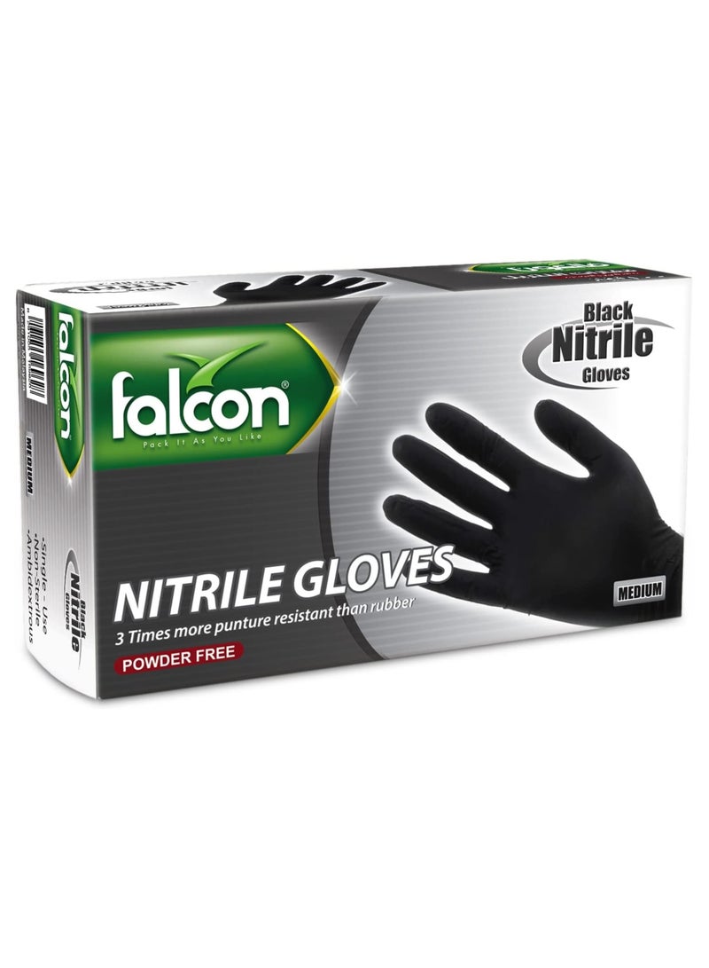 Nitrile Gloves Powder Free 100 Pieces Black - Pack Of 10